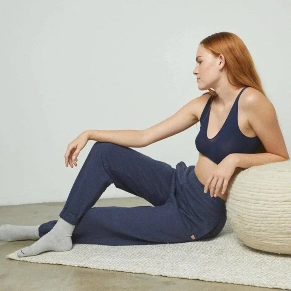 Lunya Restore Double Faced Sweatpant in Deep Blue Heather Womens XS - *NWT!*